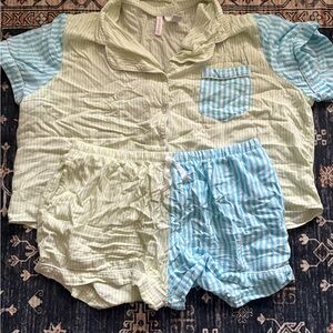 Green and Blue Pajama Set for Cozy Sleep